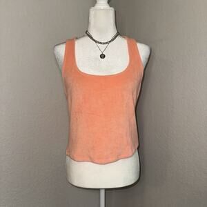 Victoria's Secret Tank Top Women's Large Coral Peach Scoop Neck Terry Racerback